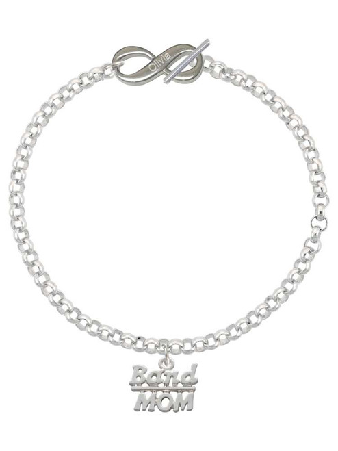 Silver Plated Band Mom - Custom Engraved Infinity Toggle Bracelet: Personalized Jewelry Gift - Names, Initials, Dates, Bible Verses