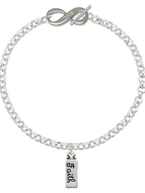 Silver Plated Faith - Custom Engraved Infinity Toggle Bracelet: Personalized Jewelry Gift - Names, Initials, Dates, Bible Verses