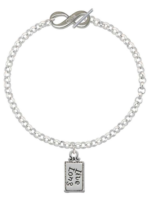 Silver Plated Live Long - Custom Engraved Infinity Toggle Bracelet: Personalized Jewelry Gift - Names, Initials, Dates, Bible Verses