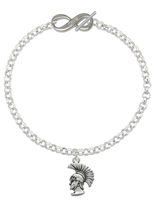 Silver Plated Large Trojan - Mascot - Custom Engraved Infinity Toggle Bracelet: Personalized Jewelry Gift - Names, Initials, Dates, Bible Verses