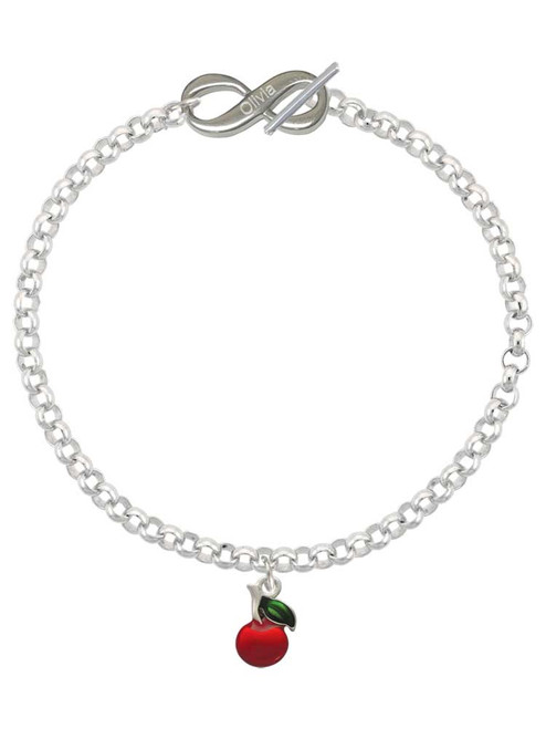 Silver Plated Single Cherry - Custom Engraved Infinity Toggle Bracelet: Personalized Jewelry Gift - Names, Initials, Dates, Bible Verses