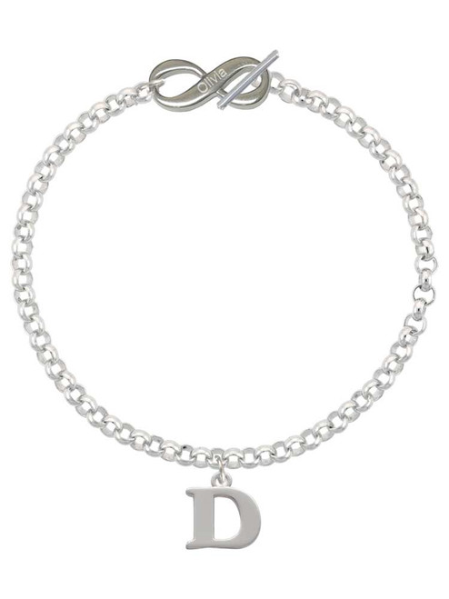 Silver Plated Large Initial - D - Custom Engraved Infinity Toggle Bracelet: Personalized Jewelry Gift - Names, Initials, Dates, Bible Verses
