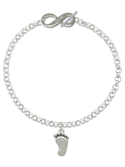 Silver Plated Foot - Custom Engraved Infinity Toggle Bracelet: Personalized Jewelry Gift - Names, Initials, Dates, Bible Verses