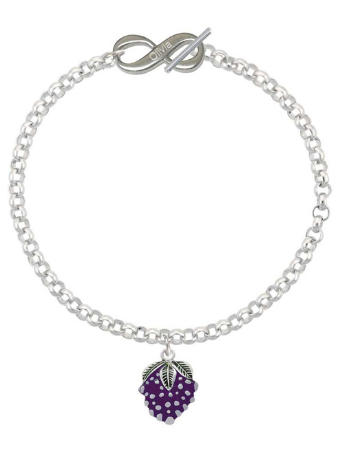 Silver Plated Purple Grapes - Custom Engraved Infinity Toggle Bracelet: Personalized Jewelry Gift - Names, Initials, Dates, Bible Verses
