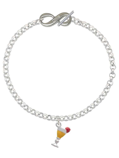 Silver Plated 3-D Yellow Tropical Drink - Custom Engraved Infinity Toggle Bracelet: Personalized Jewelry Gift - Names, Initials, Dates, Bible Verses