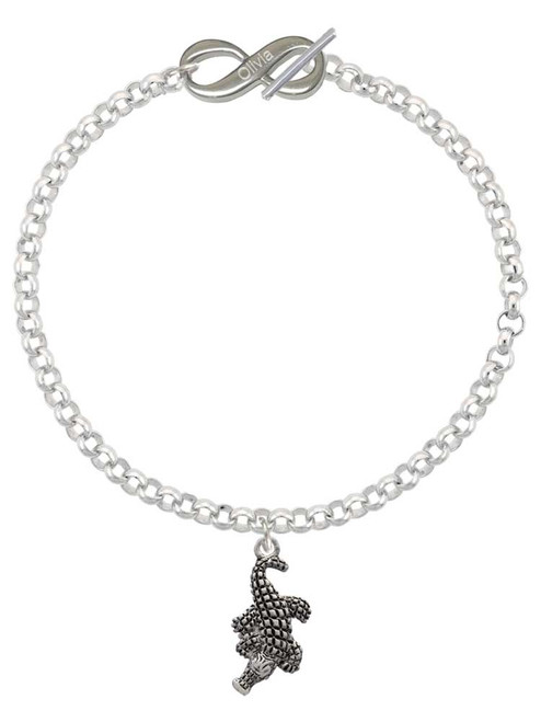 Silver Plated Alligator - Custom Engraved Infinity Toggle Bracelet: Personalized Jewelry Gift - Names, Initials, Dates, Bible Verses