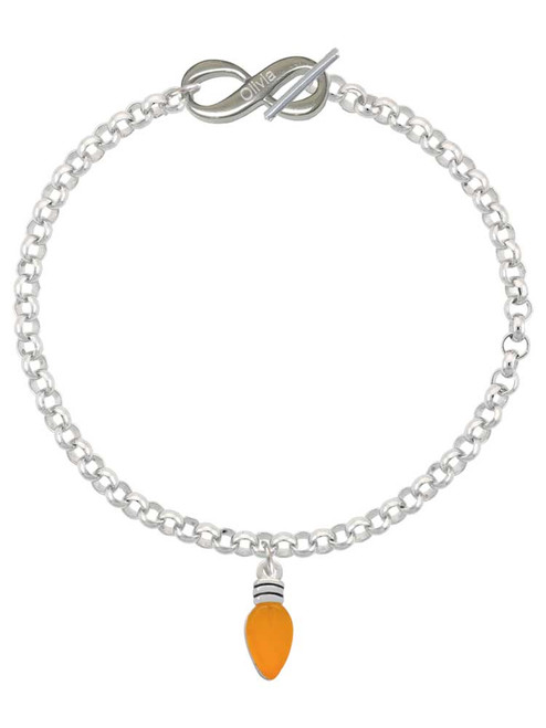 Silver Plated Christmas Lights - Hot Orange Resin - Custom Engraved Infinity Toggle Bracelet: Personalized Jewelry Gift - Names, Initials, Dates, Bible Verses