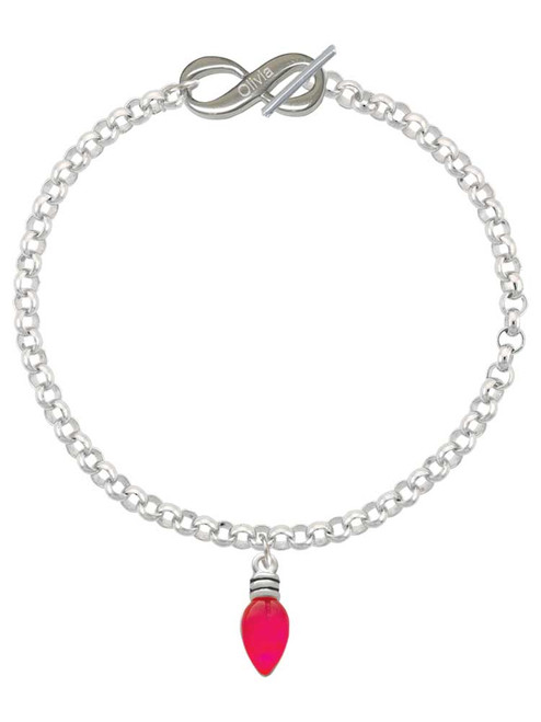 Silver Plated Christmas Lights - Hot Pink Resin - Custom Engraved Infinity Toggle Bracelet: Personalized Jewelry Gift - Names, Initials, Dates, Bible Verses