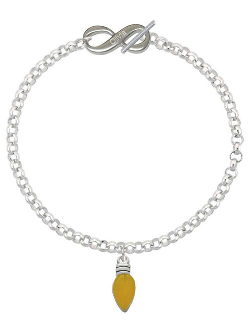 Silver Plated Christmas Lights - Hot Yellow Resin - Custom Engraved Infinity Toggle Bracelet: Personalized Jewelry Gift - Names, Initials, Dates, Bible Verses
