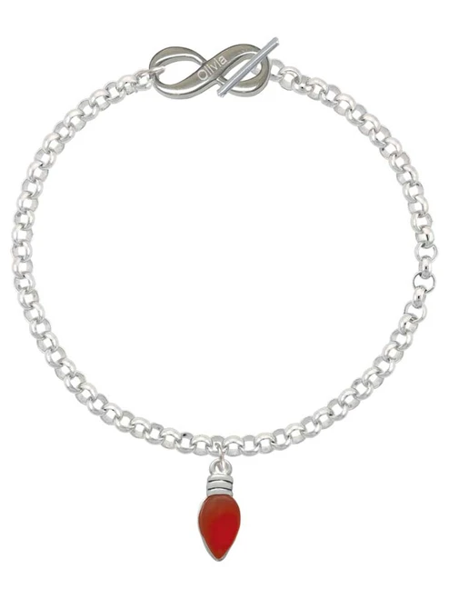 Silver Plated Christmas Lights - Red Resin - Custom Engraved Infinity Toggle Bracelet: Personalized Jewelry Gift - Names, Initials, Dates, Bible Verses