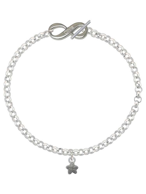 Silver Plated Mini Starfish Two Sided - Custom Engraved Infinity Toggle Bracelet: Personalized Jewelry Gift - Names, Initials, Dates, Bible Verses