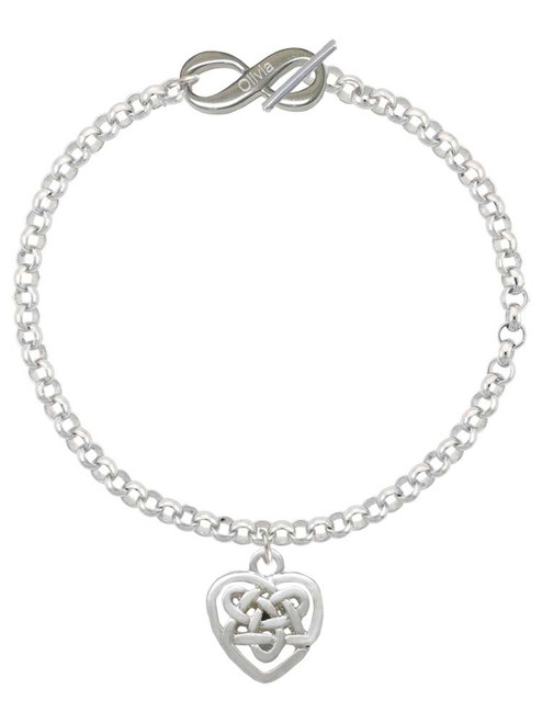 Silver Plated Small Celtic Heart Knot - Custom Engraved Infinity Toggle Bracelet: Personalized Jewelry Gift - Names, Initials, Dates, Bible Verses