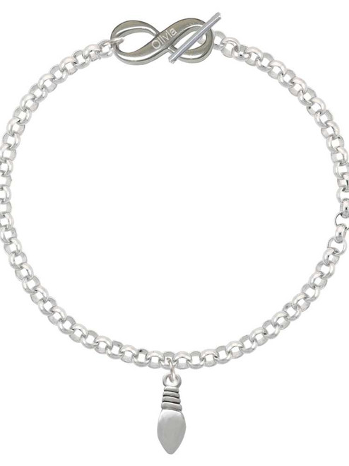 Silver Plated Mini Christmas Light - Custom Engraved Infinity Toggle Bracelet: Personalized Jewelry Gift - Names, Initials, Dates, Bible Verses