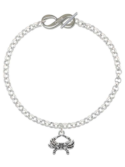 Silver Plated Crab - Custom Engraved Infinity Toggle Bracelet: Personalized Jewelry Gift - Names, Initials, Dates, Bible Verses