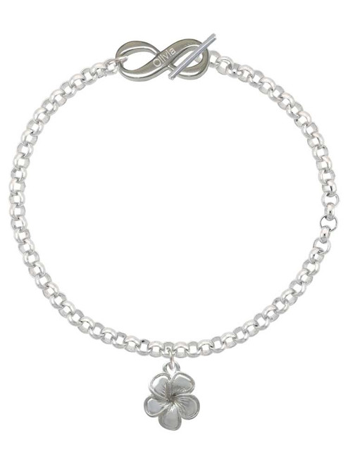 Silver Plated Flower - Custom Engraved Infinity Toggle Bracelet: Personalized Jewelry Gift - Names, Initials, Dates, Bible Verses