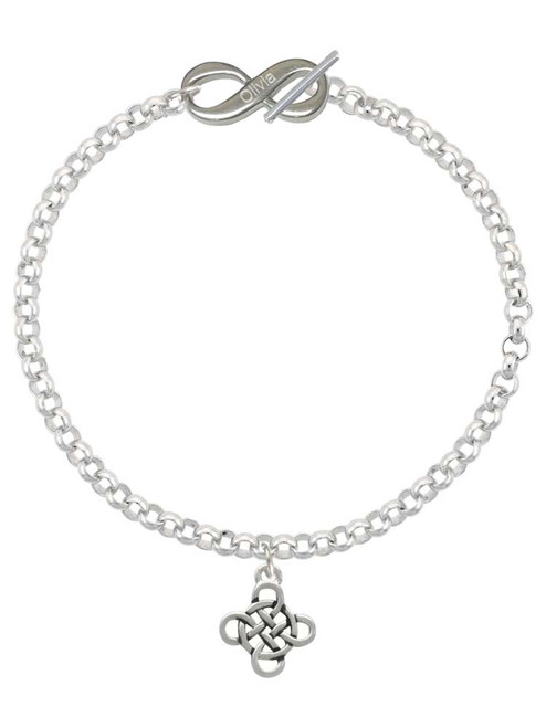 Silver Plated Celtic Knot Cross - Custom Engraved Infinity Toggle Bracelet: Personalized Jewelry Gift - Names, Initials, Dates, Bible Verses