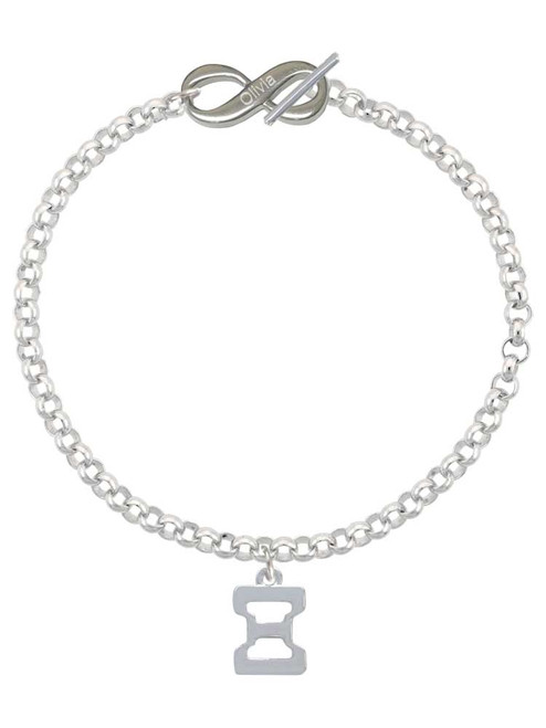 Silver Plated Large Greek Letter - Xi - Custom Engraved Infinity Toggle Bracelet: Personalized Jewelry Gift - Names, Initials, Dates, Bible Verses