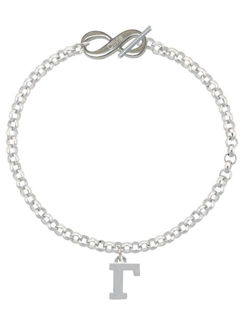 Silver Plated Large Greek Letter - Gamma - Custom Engraved Infinity Toggle Bracelet: Personalized Jewelry Gift - Names, Initials, Dates, Bible Verses