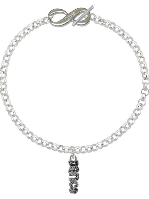 Silver Plated Beaded ''Dance'' - Custom Engraved Infinity Toggle Bracelet: Personalized Jewelry Gift - Names, Initials, Dates, Bible Verses