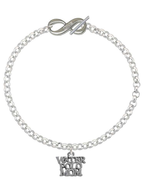 Silver Plated Water Polo Mom - Custom Engraved Infinity Toggle Bracelet: Personalized Jewelry Gift - Names, Initials, Dates, Bible Verses