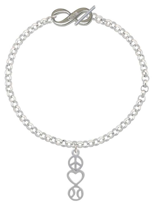 Peace - Heart - Softball - Custom Engraved Infinity Toggle Bracelet: Personalized Jewelry Gift - Names, Initials, Dates, Bible Verses