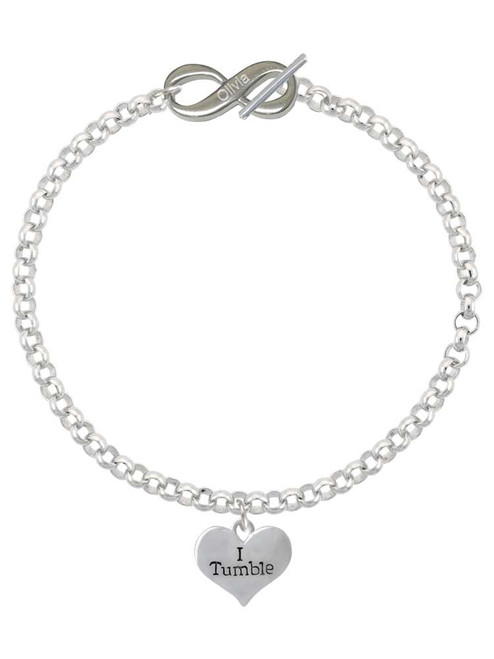 Silver Plated I Tumble Heart - Custom Engraved Infinity Toggle Bracelet: Personalized Jewelry Gift - Names, Initials, Dates, Bible Verses