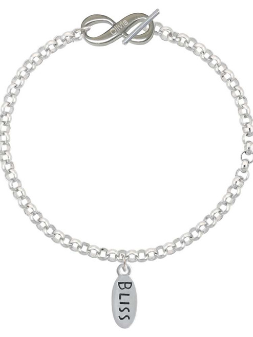 Silver Plated Bliss Oval - Custom Engraved Infinity Toggle Bracelet: Personalized Jewelry Gift - Names, Initials, Dates, Bible Verses