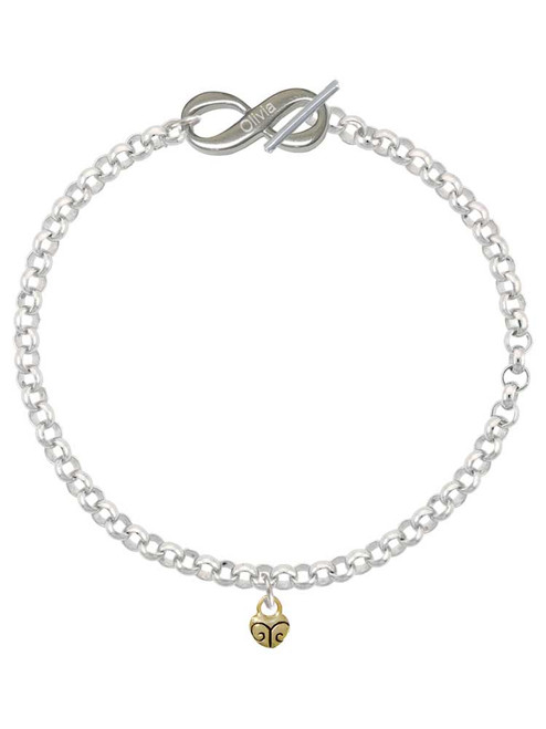 Gold-tone Mini Scroll Heart - Custom Engraved Infinity Toggle Bracelet: Personalized Jewelry Gift - Names, Initials, Dates, Bible Verses