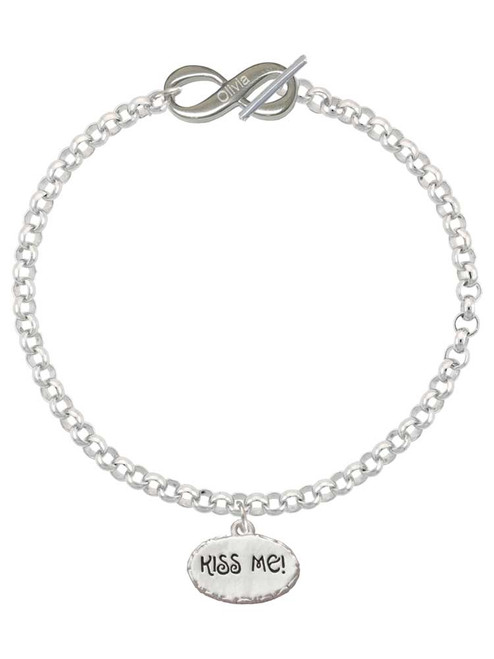 Silver Plated Kiss Me ''I'm Magically Delicious'' - Custom Engraved Infinity Toggle Bracelet: Personalized Jewelry Gift - Names, Initials, Dates, Bible Verses