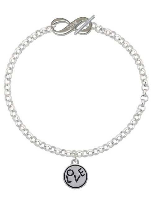 Silver Plated Love in Circle - Custom Engraved Infinity Toggle Bracelet: Personalized Jewelry Gift - Names, Initials, Dates, Bible Verses