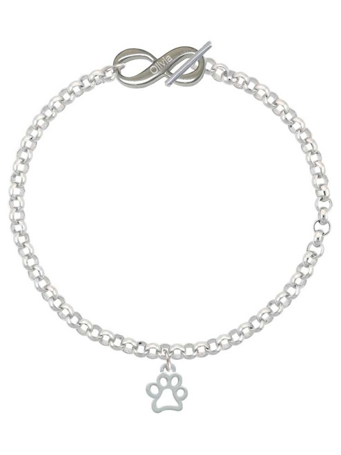 Silver Plated Small Open Paw - Custom Engraved Infinity Toggle Bracelet: Personalized Jewelry Gift - Names, Initials, Dates, Bible Verses