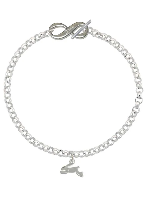 Leaping Rabbit - Custom Engraved Infinity Toggle Bracelet: Personalized Jewelry Gift - Names, Initials, Dates, Bible Verses