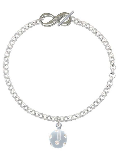 Silver Plated 3-D Frosted Clear Resin Ornament with Crystals - Custom Engraved Infinity Toggle Bracelet: Personalized Jewelry Gift - Names, Initials, Dates, Bible Verses