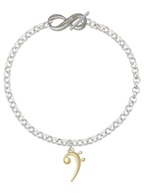 Gold-tone Bass Clef - Custom Engraved Infinity Toggle Bracelet: Personalized Jewelry Gift - Names, Initials, Dates, Bible Verses