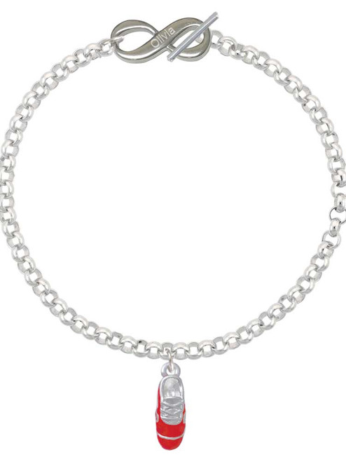Silver Plated 3-D Red Running Shoe - Custom Engraved Infinity Toggle Bracelet: Personalized Jewelry Gift - Names, Initials, Dates, Bible Verses