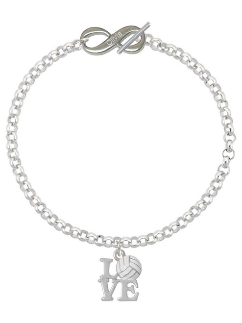Love with Volleyball - Custom Engraved Infinity Toggle Bracelet: Personalized Jewelry Gift - Names, Initials, Dates, Bible Verses