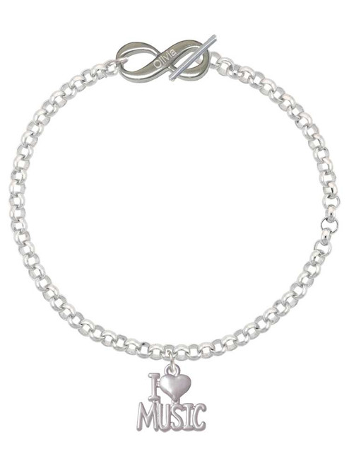 I 'Heart' Music - Custom Engraved Infinity Toggle Bracelet: Personalized Jewelry Gift - Names, Initials, Dates, Bible Verses