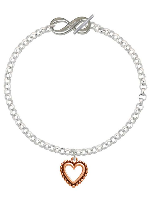 Rose Gold-tone Open Heart - Custom Engraved Infinity Toggle Bracelet: Personalized Jewelry Gift - Names, Initials, Dates, Bible Verses