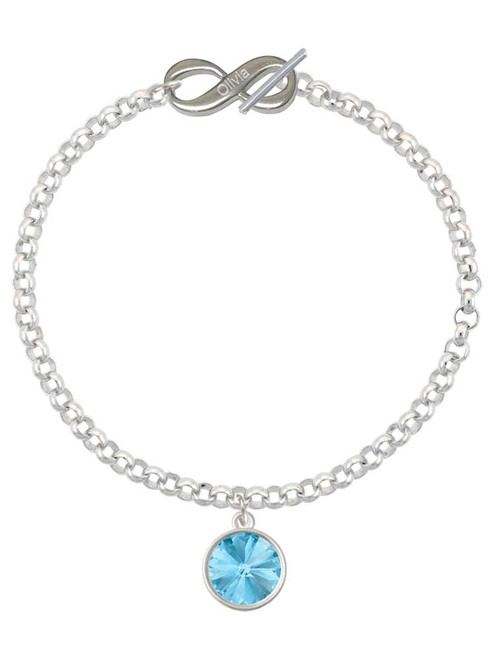 12mm Crystal Rivoli - Hot Blue - Custom Engraved Infinity Toggle Bracelet: Personalized Jewelry Gift - Names, Initials, Dates, Bible Verses