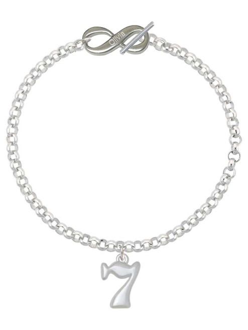 Medium Lucky 7 - Custom Engraved Infinity Toggle Bracelet: Personalized Jewelry Gift - Names, Initials, Dates, Bible Verses