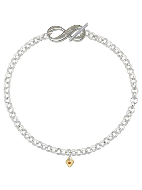 Gold-tone Mini Yellow Crystal Heart - Custom Engraved Infinity Toggle Bracelet: Personalized Jewelry Gift - Names, Initials, Dates, Bible Verses