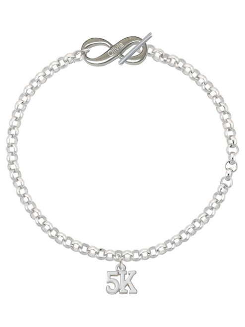 Silver Plated 5K - Custom Engraved Infinity Toggle Bracelet: Personalized Jewelry Gift - Names, Initials, Dates, Bible Verses