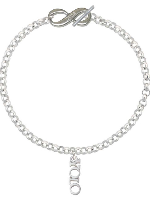 Silver Plated Small YOLO - Custom Engraved Infinity Toggle Bracelet: Personalized Jewelry Gift - Names, Initials, Dates, Bible Verses