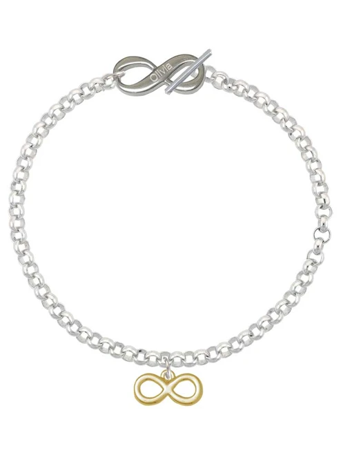 Gold-tone Medium Infinity Sign - Custom Engraved Infinity Toggle Bracelet: Personalized Jewelry Gift - Names, Initials, Dates, Bible Verses