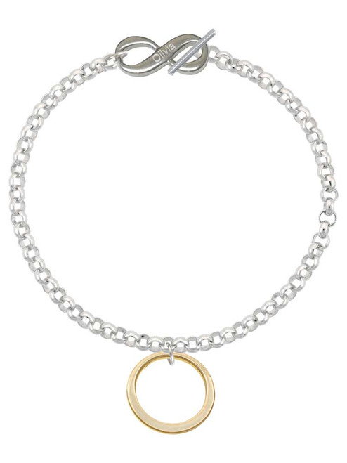 Gold-tone Large Karma Ring - Custom Engraved Infinity Toggle Bracelet: Personalized Jewelry Gift - Names, Initials, Dates, Bible Verses