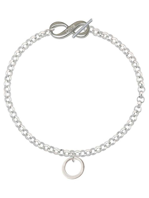 Silver Plated Medium Karma Ring - Custom Engraved Infinity Toggle Bracelet: Personalized Jewelry Gift - Names, Initials, Dates, Bible Verses