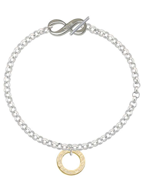Gold-tone Hammered Karma Ring - Custom Engraved Infinity Toggle Bracelet: Personalized Jewelry Gift - Names, Initials, Dates, Bible Verses