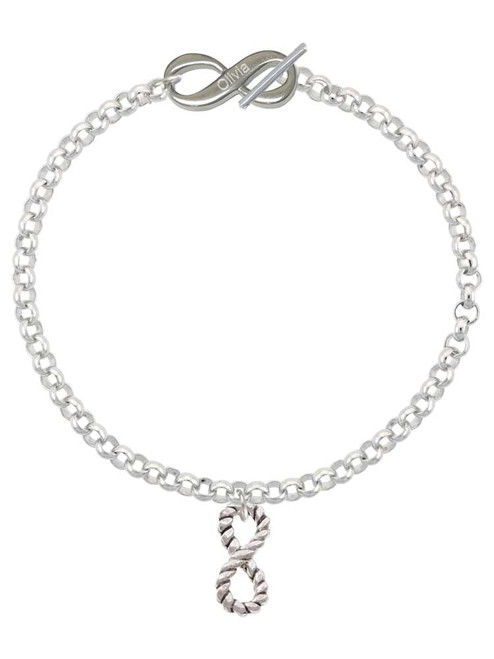 Silver Plated Infinity Rope - Custom Engraved Infinity Toggle Bracelet: Personalized Jewelry Gift - Names, Initials, Dates, Bible Verses