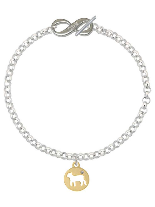 Gold-tone Lamb Silhouette - Custom Engraved Infinity Toggle Bracelet: Personalized Jewelry Gift - Names, Initials, Dates, Bible Verses