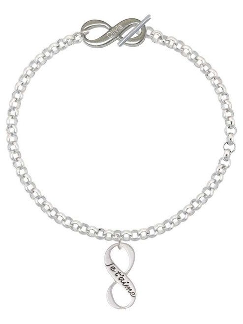 Je T'aime Infinity Sign - Custom Engraved Infinity Toggle Bracelet: Personalized Jewelry Gift - Names, Initials, Dates, Bible Verses